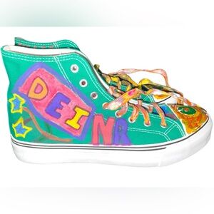 Multicolor Canvas High-Top Statement Sneakers Size 9W/7M